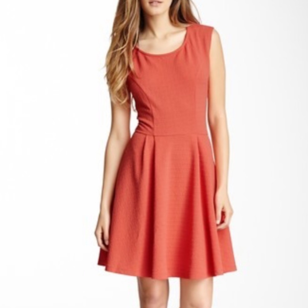 Coral Bobeau Textured Fit & Flare Dress Size Small